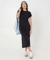 Vestido Midi Feminino Básico Fenda Marisa-06010
