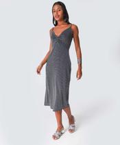 Vestido Midi Feminino Brilho Lurex Marisa Preto-77004