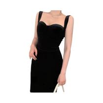 Vestido Midi Feminino De Veludo Com Bojo E Saia Interna Justa Que Modela O Quadril Vestido Midi Feminino De Veludo Com Bojo E Saia Interna Justa Que Modela O Quadril