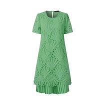 Vestido Midi Feminino De Verão Com Renda E Patchwork ZANZEA Elegante Plissado Manga Curta Para Festa