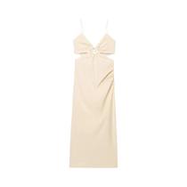 Vestido Midi Feminino De Verão Sem Mangas E Decote Nas Costas, Sexy, Liso, Com Alças, Casual Para