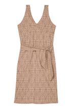 Vestido Midi Feminino Devorê com Faixa Marialicia - Elegante e Confortável