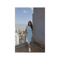 Vestido Midi Feminino Elegante Verão Tricot Premium Casual Blogueira Praia Dia a Dia