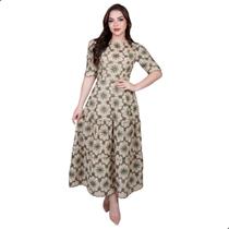 Vestido Midi Feminino Estamapado Manga 3/4 Lindo Elegante Festa Eventos Modesto Lançamento Premium Comportado Lindo Vestido Midi Feminino Estamapado Manga 3/4 Lindo Elegante Festa Eventos Modesto Lançamento Premium Comportado Lindo