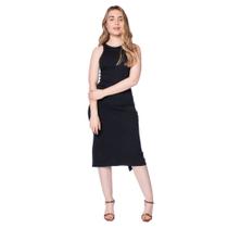 Vestido Midi Feminino Feliny Canelado Preto Vestido Midi Feminino Feliny Canelado Preto
