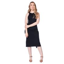 Vestido Midi Feminino Feliny Canelado Preto Vestido Midi Feminino Feliny Canelado Preto