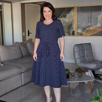 Vestido Midi Feminino Gode Premium Em Malha Cinto