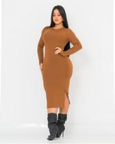 Vestido Midi Feminino Longo sem alça Moda Recortes de Fenda na Lateral