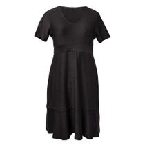 Vestido Midi Feminino Olho Fatal com Brilhos e Babado na Barra Preto