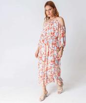 Vestido Midi Feminino Open Shoulder Estampado Marisa B-58459 Vestido Midi Feminino Open Shoulder Estampado Marisa B-58459