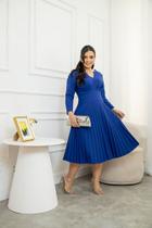 Vestido Midi Feminino Plissado Com Elastano Terra Prometida Cor:VerdeTamanho:G Vestido Midi Feminino Plissado Com Elastano Terra Prometida Cor:VerdeTamanho:G