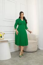 Vestido Midi Feminino Plissado Com Elastano Terra Prometida Cor:VerdeTamanho:G