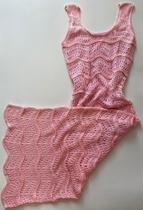 Vestido Midi Feminino rendado onda tricô crochê forrado linha premium festa casuais verão fim de ano