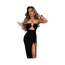 Vestido Midi Feminino Sexy, Sem Mangas e Costas Nuas - Ideal para Festa e Balada