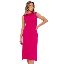 Vestido Midi Feminino Soltinho Malha de Viscose Elegante