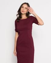 Vestido Midi Feminino Tubinho Básico Canelado Manga Curta Vestido Midi Feminino Tubinho Básico Canelado Manga Curta