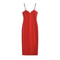 Vestido Midi Feminino Vermelho - Zíper Fino, Elegante e Sexy para Festa de Natal