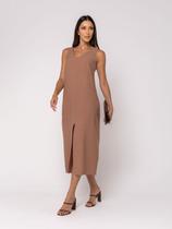 Vestido Midi Fenda Feminino Chocolate Salvatore