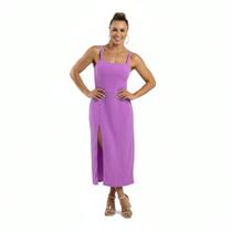Vestido Midi Fenda Lateral Lastex Costas Social Festa Casual Viagens