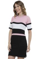 Vestido Midi Fenda Tricot Elastano Listrado tamanho único 36 ao 40