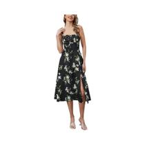 Vestido Midi Floral De Verão Para Mulheres Com Alças Ajustáveis, Detalhes Estruturados, Amarração E