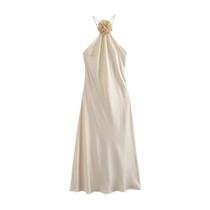 Vestido Midi Floral Feminino Com Alças Finas E Costas Descobertas, Vestido De Festa Elegante Vestido Midi Floral Feminino Com Alças Finas E Costas Descobertas, Vestido De Festa Elegante