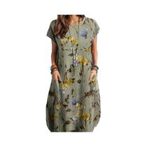 Vestido Midi Floral Vintage Feminino ZANZEA Verão Praia Boêmio Manga Curta Robe De Férias Vestido Midi Floral Vintage Feminino ZANZEA Verão Praia Boêmio Manga Curta Robe De Férias