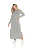 Vestido Midi GOLA ALTA De Ribana 97% Algodão 3% Elastano Luiza