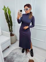Vestido Midi GOLA ALTA De Ribana 97% Algodão 3% Elastano Luiza