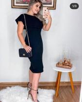 Vestido Midi Gola de Babado Moda Feminina Evangélica