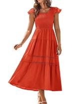 Vestido midi GRACE KARIN feminino em camadas, maxi, laranja, vermelho, tamanho M