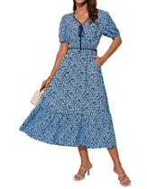 Vestido midi GRACE KARIN floral azul para mulheres no verão de 2025 Vestido midi GRACE KARIN floral azul para mulheres no verão de 2025