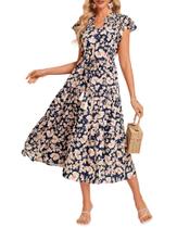 Vestido midi GRACE KARIN floral para mulheres casual com bolsos