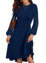 Vestido midi Happy Sailed Date Night de manga comprida azul marinho