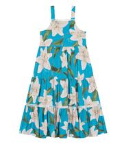 Vestido Midi Infantil Estampas Florais Trick Nick Verde