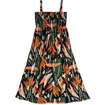 Vestido Midi Infantil Menina em Algodão Estampado cor Preto