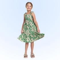 Vestido Midi Infantil Verão em Malha Tucanos Tam 4 a 14 - Fakini