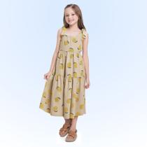 Vestido Midi Infantil Verão Limões Tam 4 a 14 - Fakini Vestido Midi Infantil Verão Limões Tam 4 a 14 - Fakini