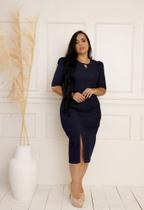 Vestido midi jeans com manga Vestido midi jeans com manga