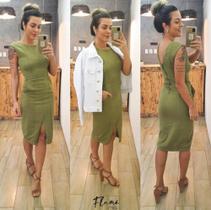 Vestido midi jeans meia manga