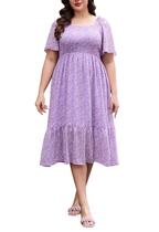 Vestido midi Keluummi Plus Size de chiffon de verão com blusa em linha