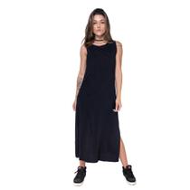Vestido midi longo feminino corte a fio com fenda malha 100% algodão básico