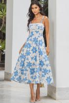 Vestido Midi Lucia Estampado Detalhe Cianinha Bege