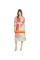 Vestido Midi Lunender Manga Bufante Estampado Verde Vestido Midi Lunender Manga Bufante Estampado Verde