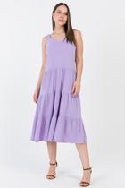 Vestido Midi Malha Canelada Lilas-P