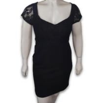 Vestido Midi Malha Crepe c/Renda Manga Curta Plus Size Vestido Midi Malha Crepe c/Renda Manga Curta Plus Size