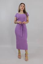 Vestido Midi Manga Curta em Tricô Vestido Midi Manga Curta em Tricô