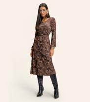 Vestido Midi Manga Longa Animal Print Endless Marrom Vestido Midi Manga Longa Animal Print Endless Marrom