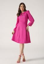 Vestido midi manga longa plano pink laura rosa Vestido midi manga longa plano pink laura rosa