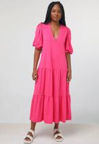 Vestido Midi Mangas Rosa- Forum Vestido Midi Mangas Rosa- Forum